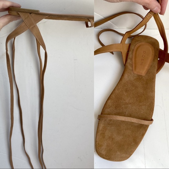 Doen 6 Gladiator Sandals Leather Calf Wrap Tie - Picture 5 of 7